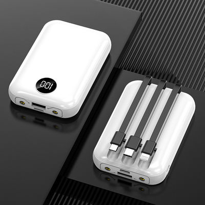 10000mAh Portable Wireless Charger LCD Display Inbuilt Cable Power Bank