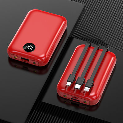 10000mAh Portable Wireless Charger LCD Display Inbuilt Cable Power Bank