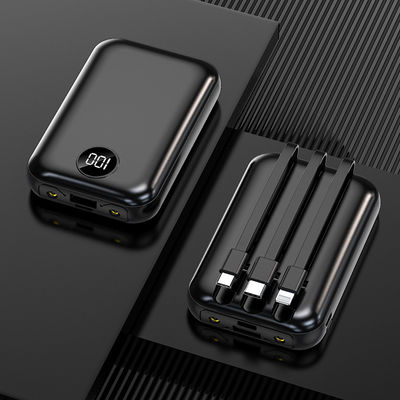 10000mAh Portable Wireless Charger LCD Display Inbuilt Cable Power Bank